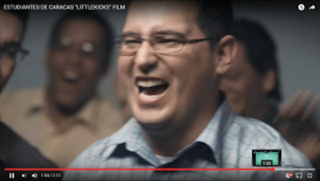 A father celebrates his preborn baby’s soccer skills in this screen shot. A father celebrates his preborn baby's soccer skills in this screen shot.