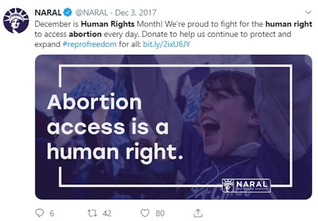 NARAL abortion is a human right (Image: Twitter) Image: NARAL abortion is a human right (Image: Twitter)