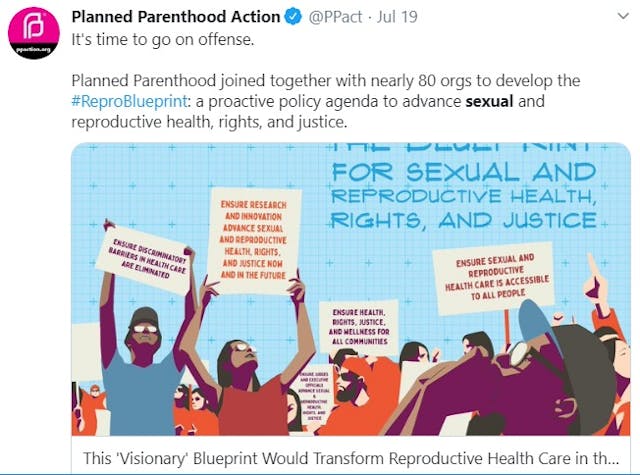 Image: Planned Parenthood Action Blueprint for sexual reproductive abortion rights (Image: Twitter)