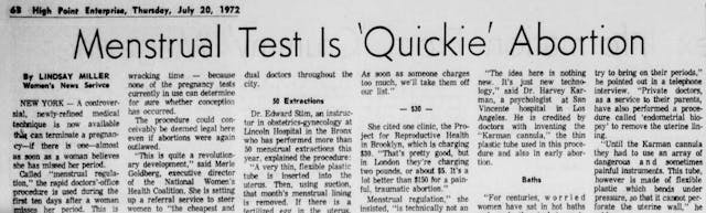 Menstrual Regulation quickie abortion Image: Menstrual Regulation quickie abortion