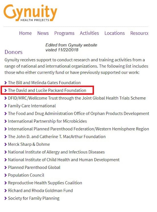 Gynuity funded by population control organizations Image: Gynuity funded by population control organizations