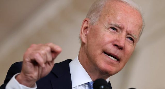 WASHINGTON, DC – AUGUST 31: U.S. President Joe Biden delivers remarks on the end of the war in Afghanistan in the State Dining Room at the White House on August 31, 2021 in Washington, DC…. (Photo by Chip Somodevilla/Getty Images) Joe Biden
