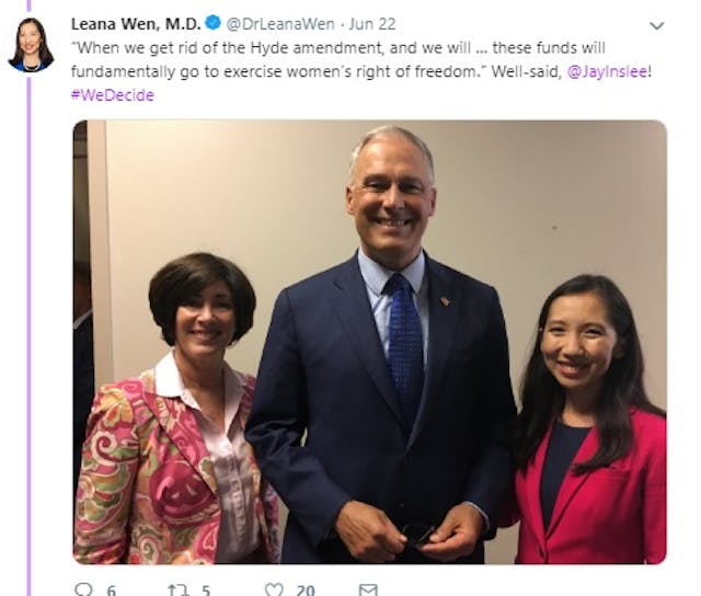 Jay Inslee June 2019 We Decide Forum w/ Planned Parenthood (Image: Twitter) Image: Jay Inslee June 2019 We Decide Forum w/ Planned Parenthood (Image: Twitter)