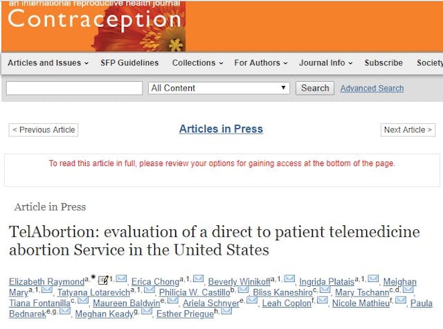 June 2019 TelAbortion study Journal Contraception Image: June 2019 TelAbortion study Journal Contraception