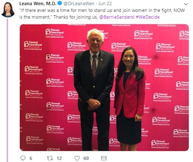 Image: Bernie Sanders June 2019 We Decide Forum w/ Planned Parenthood (Image: Twitter)
