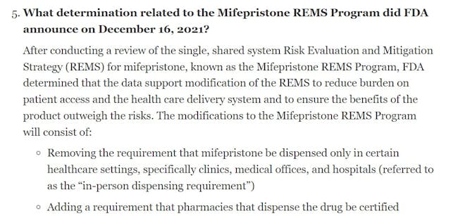 FDA REMS allows abortion pill by mail as of December 16 2021 Image: FDA REMS allows abortion pill by mail as of December 16 2021