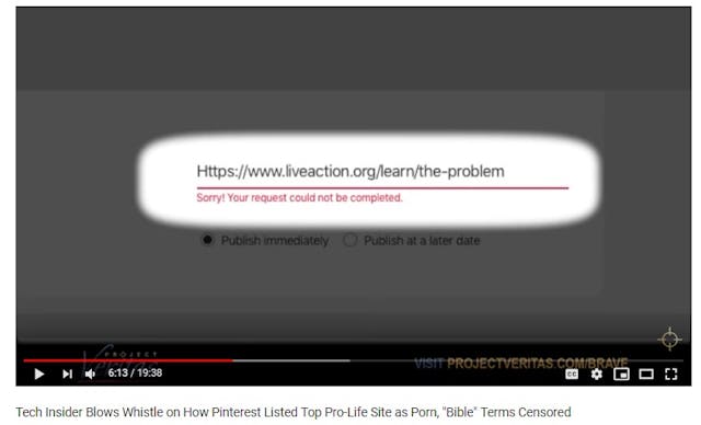 Image: Live Action is blocked at Pinterest per Project Veritas