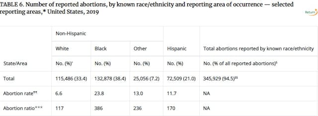 CDC 2019 abortion data by race and ethnicity Image: CDC 2019 abortion data by race and ethnicity
