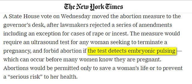New York Times used embryonic pulsing for fetal heartbeat Image: New York Times used embryonic pulsing for fetal heartbeat