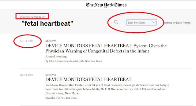 New York Times used fetal heartbeat 172 times since 1961 Image: New York Times used fetal heartbeat 172 times since 1961