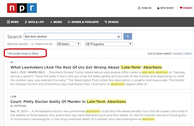 NPR late-term abortion used multiple times Image: NPR late-term abortion used multiple times 6052019