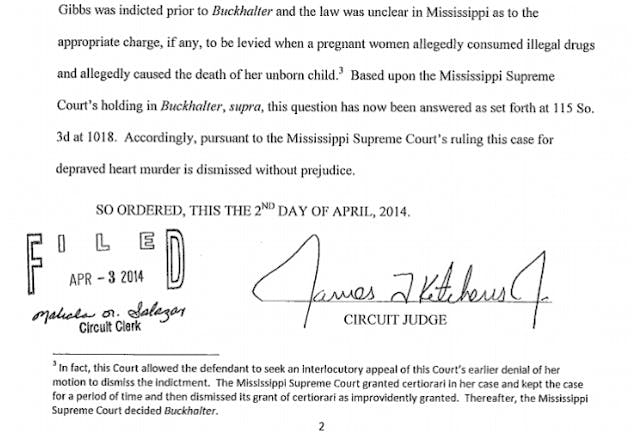 Buckhalter - Mississippi murder charge dismissal