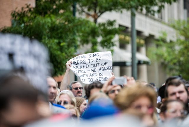 Image: Pro-lifers gather outside Planned Parenthood to call for Rep. Brian Sims to resign