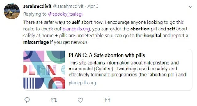 Abortion supporter advises women lie about illegal abortion pill emergencies say miscarriage Image: Abortion supporter advises women lie about illegal abortion pill emergencies say miscarriage