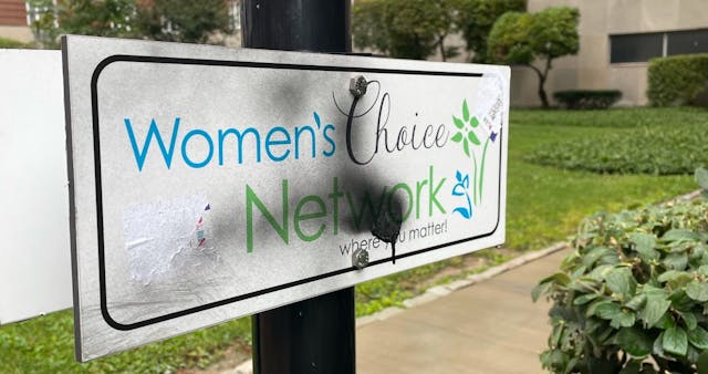 Vandals defaced the Women’s Choice Network sign amid pro-abortion protests/Women’s Choice Network Anti-pregnancy center protestors have opposite effect than they intended image