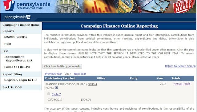 Planned Parenthood contributions to Rep Brian Sims 2017 PA Image: Planned Parenthood contributions to Rep Brian Sims 2017 PA
