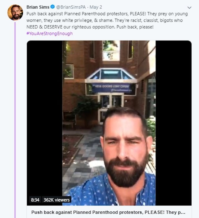 PA Rep. Brian Sims outside Planned Parenthood (Image: Twitter) Image: PA Rep. Brian Sims outside Planned Parenthood (Image: Twitter)
