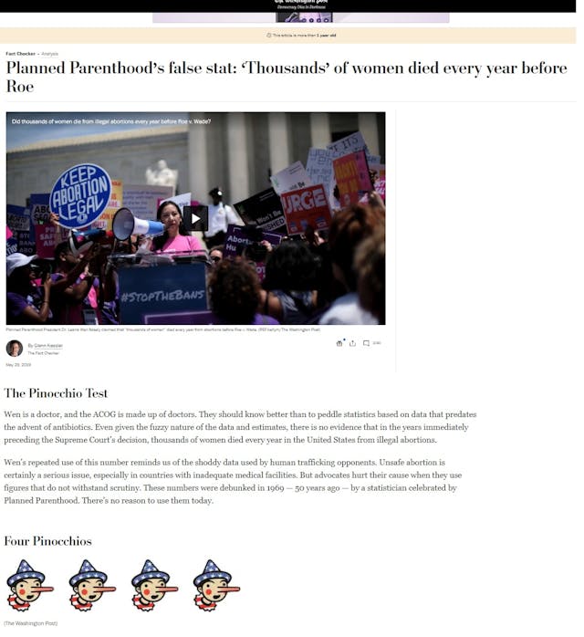 WAPO rates claim thousands of women died from illegal abortion as false Image: WAPO rates claim thousands of women died from illegal abortion as false