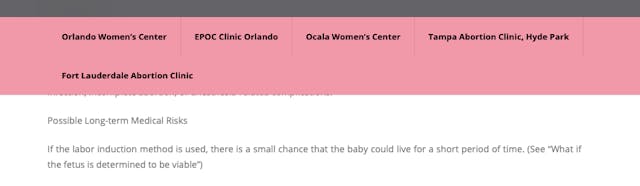 “Baby could be born alive” (Women’s Center website)