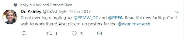 Image: Ashley Brant works at Planned Parenthood Metro DC (Image credit Twitter)