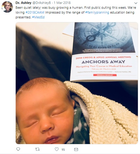 Image: Abortionist Ashley Brant on Twitter, "Busy Growing a Human" (Image credit: Twitter)