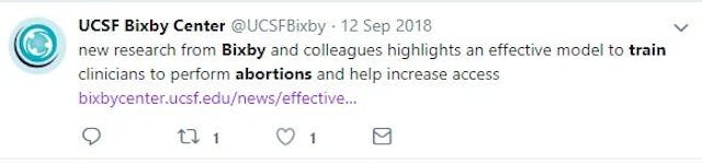 Image: UCSF Bixby trains abortion to increase access (Image: Twitter)