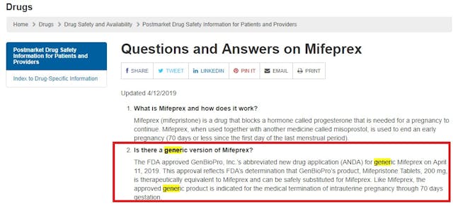 Generic abortion pill by GenBioPro approved by FDA Image: Generic abortion pill by GenBioPro approved by FDA