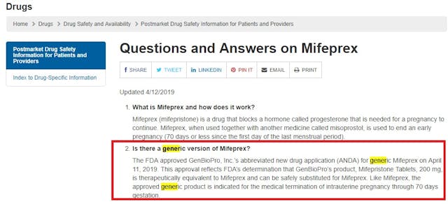 Image: Generic abortion pill by GenBioPro approved by FDA