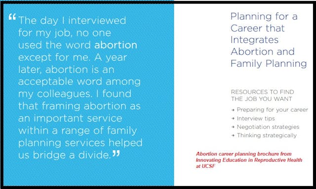 Image: Innovating Education Abortion Career Planning Brochure