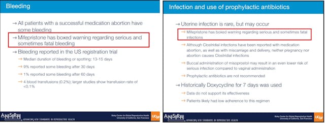 Image: ANSIRH pharmacy abortion pill course warns of serious bleeding and infection risks