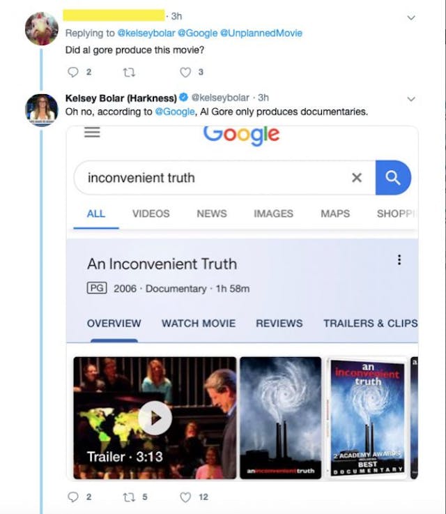 Bias on full display: Google categorizes ‘Unplanned’ movie as ‘propaganda’ image