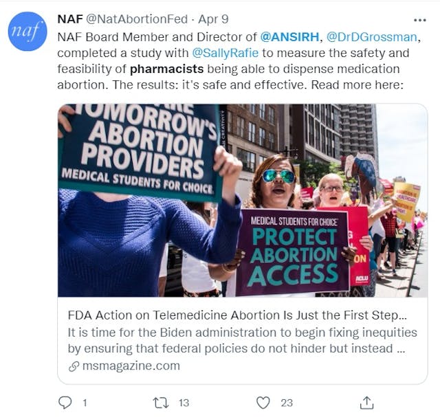 NAF board member Daniel Grossman pharmacy abortion pill (Image: Twitter) Image: NAF board member Daniel Grossman pharmacy abortion pill (Image: Twitter)