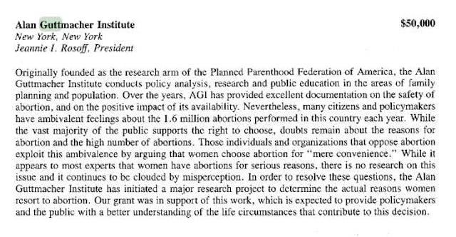 John Sterling Founfation 1987 grant Guttmacher