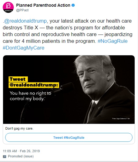 Image: Planned Parenthood Action advertises on Twitter (Image: Twitter)