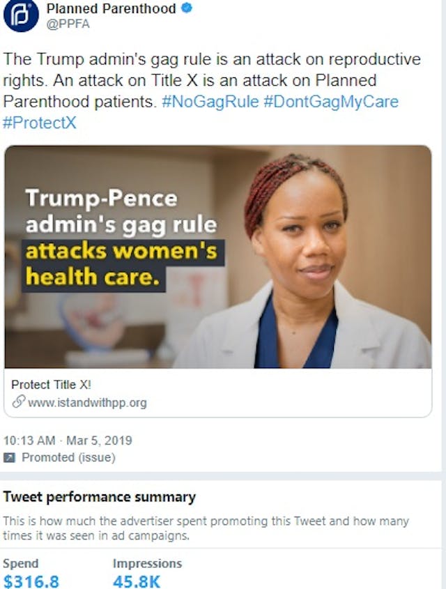 Planned Parenthood advertises on Twitter (Image: Twitter) Image: Planned Parenthood advertises on Twitter (Image: Twitter)
