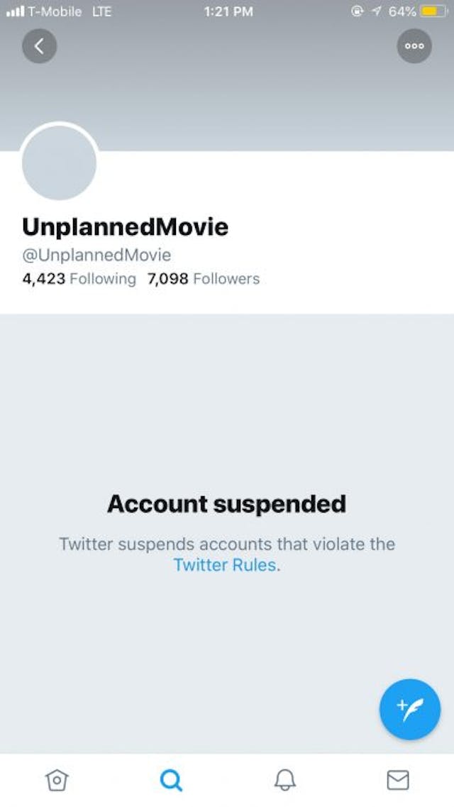 Unplanned account suspended (3/30) Unplanned