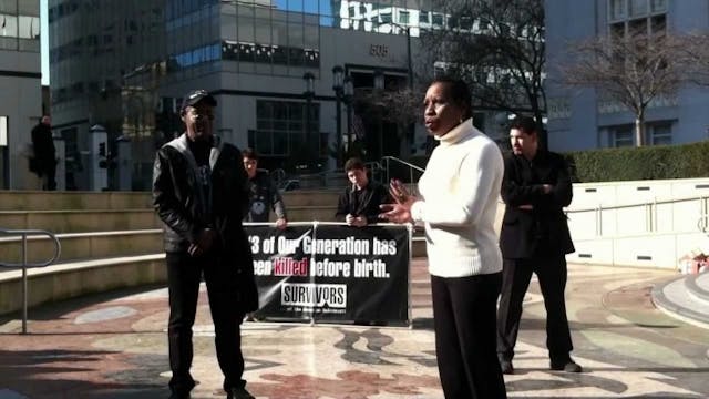 Elaine Riddick speaks about eugenics at pro-life rally