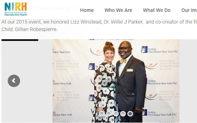 Willie Parker 2015 NARAL Champion of Choice Award with Lizz Winstead (Image credit NIRH) Image: Willie Parker 2015 NARAL Champion of Choice Award with Liz Winstead (Image credit NIRH)