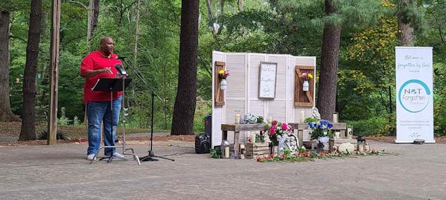 NC Lt. Governor Mark Robinson speaks at an abortion victim memorial (Photo: Tori Shaw)
