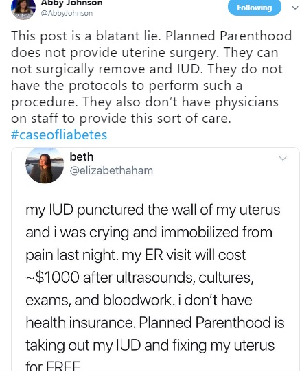 Image: Abby Johnson responds to claim PP Paid for IUD (Image: Twitter)