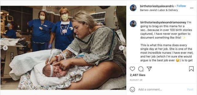 SUPERMOM: Nurse performs assessment on own newborn after giving birth image