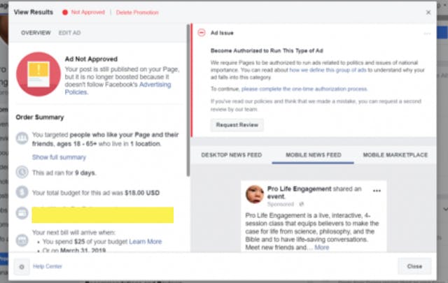 More censorship? Facebook refuses ad for ‘small, local’ pro-life group image