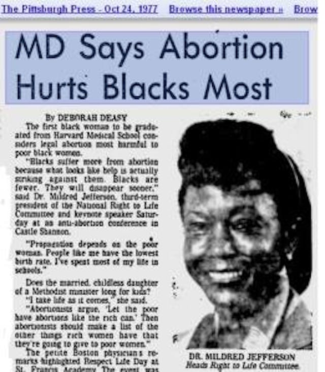 Mildred Jefferson: Abortion is Black genocide Mildred Jefferson abortion Black genocide pro-life women