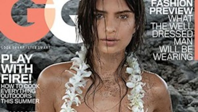 Partial cover of GQ magazine sent to College of the Ozarks families from Lands’ End 081514_ent_ratajkowski_640