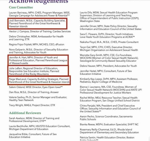 Planned Parenthood staff on Core committee Planned Parenthood staff on Core committee