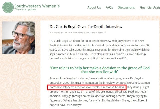 Abortionist Curtis Boyd uses Late-Term abortion on website Image: Abortionist Curtis Boyd uses Late-Term abortion on website