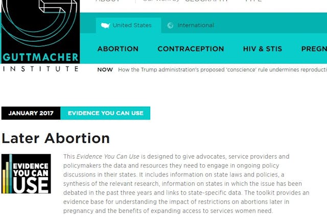 Guttmacher Jan 2017 uses term “later abortion” Image: Guttmacher Jan 2017 uses term later abortion