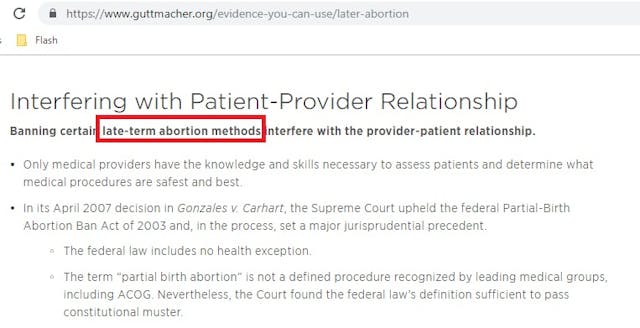 Guttmacher uses “late-term abortion” on website Image: Guttmacher uses Late-Term abortion on website