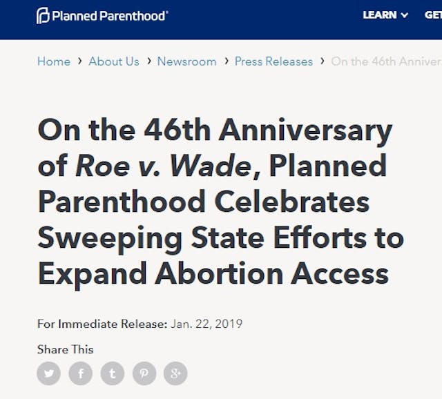Planned Parenthood celebrates expanding abortion 2019 Image: Planned Parenthood celebrates expanding abortion 2019