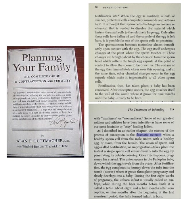Alan F Guttmacher and Frederick Jaffe on fertilization and when life begins Planning your Family 1965 Image: Alan F Guttmacher and Frederick Jaffe on fertilization and when life begins Planning your Family 3